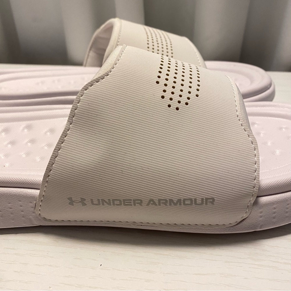 Under Armour Unisex ANSA ELEVATE White Halo-Gray Slides, Men’s 9, Women’s 10.5